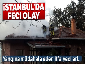 Yangına müdahale eden itfaiyeci çatıdan düştü