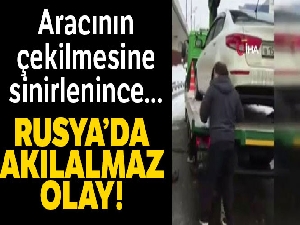 Rus sürücü aracını çekicinin üstünden kaçırdı