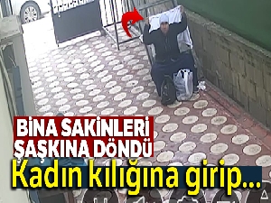 Kadın kılığına girip dilenen şahıs kameralara yakalandı