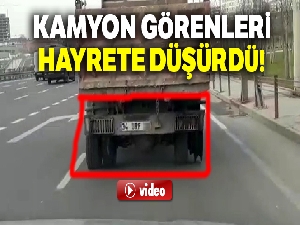 Arka tekerinin biri olmayan kamyon tehlikeye davetiye çıkardı