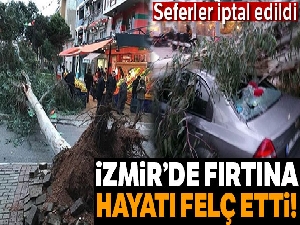 İzmir'i fırtına vurdu, kentte alarm verildi