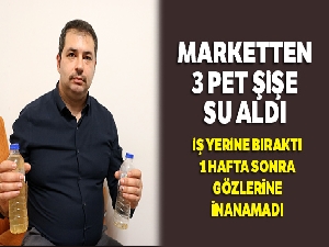 Marketten aldığı pet şişedeki suyun rengi değişti