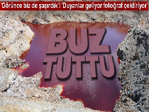 Kızıl gölet buz tuttu