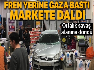 Fren yerine gaza bastı markete daldı