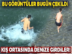 Kış ortasında denize girdiler