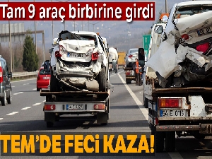 TEM'de 9 aracın karıştığı zincirleme kazada 8 kişi yaralandı