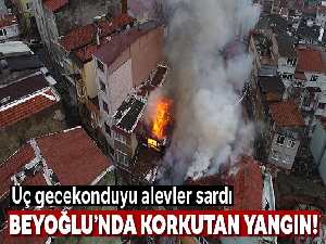 Beyoğlu'nda üç gecekonduyu alevler sardı
