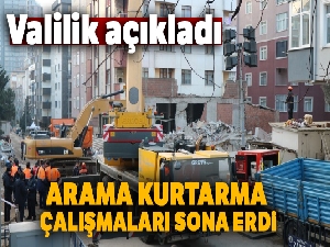 İstanbul Valiliği: 'Çöken binadaki arama kurtarma çalışmaları sona erdi'