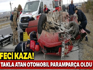Hastane yolunda takla atan otomobilde anne ve oğlu yaralandı