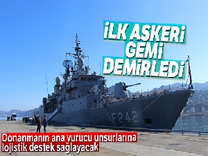 Trabzon'da kurulan deniz üssünün ilk askeri gemisi demirledi