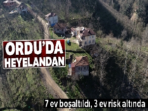 Ordu'da heyelandan 7 ev boşaltıldı, 3 ev risk altında