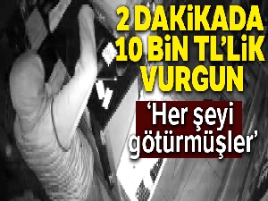 Girdikleri iş yerinden 2 dakikada 10 bin TL'lik vurgun yaptılar