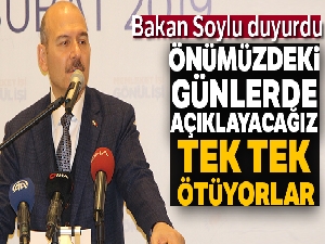 Bakan Soylu: Önümüzdeki günlerde kamuoyuna açıklayacağız