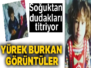 Aç ve soğukta annelerinin işten gelmesini bekleyen 2 çocuğun hali yürek burkuyor