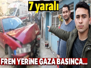 Fren yerine gaza basınca direğe çarptı: 7 yaralı