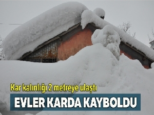Tek katlı evler karda kayboldu
