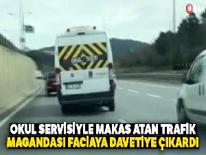 Okul servisiyle makas atan trafik magandası kamerada