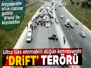 Ultra lüks otomobilli düğün konvoyunda 'drift' terörü
