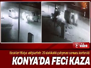 Konya'da feci kaza... İki aracın kafa kafaya çarpıştığı anlar kameraya böyle yansıdı