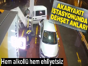 Akaryakıt istasyonunda dehşet anları kamerada