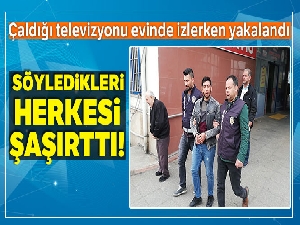 Çaldığı televizyonu evinde izlerken yakalandı