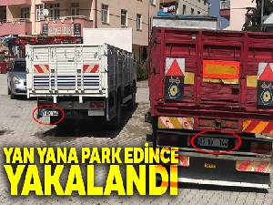 İkiz plakalı kamyonetler yan yana yakalandı