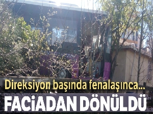 Direksiyon başında fenalaşan otobüs sürücüsü gecekonduya çarptı