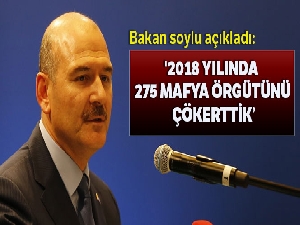 İçişleri Bakanı Soylu: '2018 yılında 275 mafya örgütünü çökerttik'