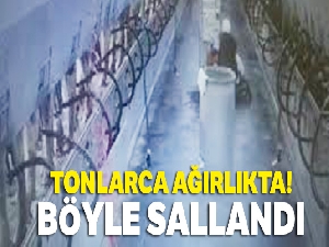 Tonlarca ağırlıktaki süt tankeri depremde böyle sallandı