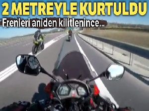 Kuzey Marmara Otoyolu'nda motosikletli ölümden kıl payı kurtuldu