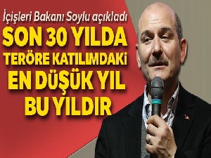 İçişleri Bakanı Soylu: 'Son 30 yılda teröre katılımdaki en düşük yıl bu yıldır'
