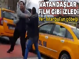 Beşiktaş'ta taksicilerin trafik kavgası kamerada