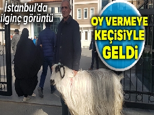 Oy vermeye keçisiyle geldi