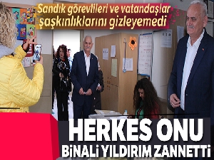 Herkes Binali Yıldırım zannetti: Benzeri meraklı bakışlar arasında oy kullandı