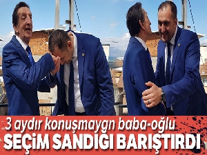 Birbirlerine rakip olunca 3 aydır konuşmayan baba oğul sandık gelince barıştı