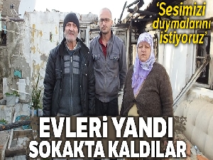 Burhaniye'de evi yanan aile sokakta kaldı