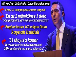 Ali Koç: '31 Mayıs'a kadar 60 milyon Euro'luk farkı kapatmazsak UEFA yaptırımlarına maruz kalacağız'