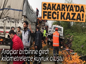 TEM'de 3'ü tır 5 araç birbirine girdi, kilometrelerce kuyruk oluştu