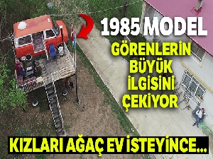 Kızları ağaç ev istedi, o onlara minibüsten ev yaptı