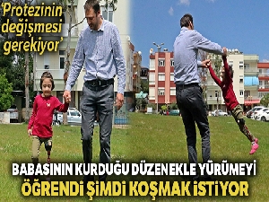 Babasının 150 TL'ye kurduğu düzenekle yürümeyi öğrendi, şimdi koşmak istiyor