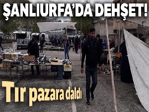 Şanlıurfa'da freni boşalan tır pazara daldı