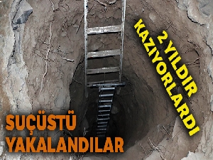 Define için 2 yıldır kazı yapan şahıslar suçüstü yakalandı