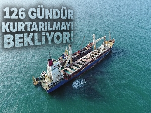 Şile'de karaya oturan gemiyi kurtarma çalışmalarında son durum havadan görüntülendi