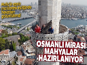 Mahyaların asılması havadan görüntülendi