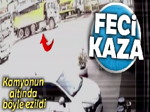 Yaşlı adamın hafriyat kamyonunun altında ezilme anı güvenlik kamerasında