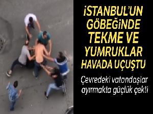 Bomonti'de tekme ve yumruklu kavga kamerada