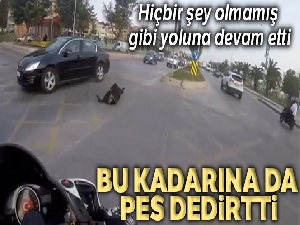Otomobilin köpeğe çarparak metrelerce ileri fırlattığı kaza kamerada