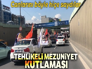 İstanbul'da lise öğrencilerinin lüks araçlarla tehlikeli mezuniyet kutlaması kamerada