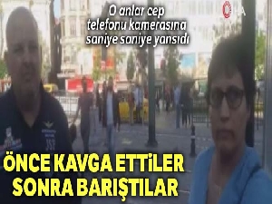 Karaköy'de İspanyol ve Fransız turistlerin tramvay kavgası kamerada