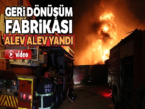 Adana'da geri dönüşüm fabrikası alev alev yandı